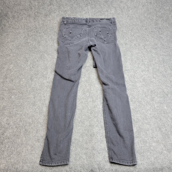 Dollhouse Overalls Womens 5 Gray Denim Distressed Adjustable Strap Y2K Boho - Picture 6 of 12